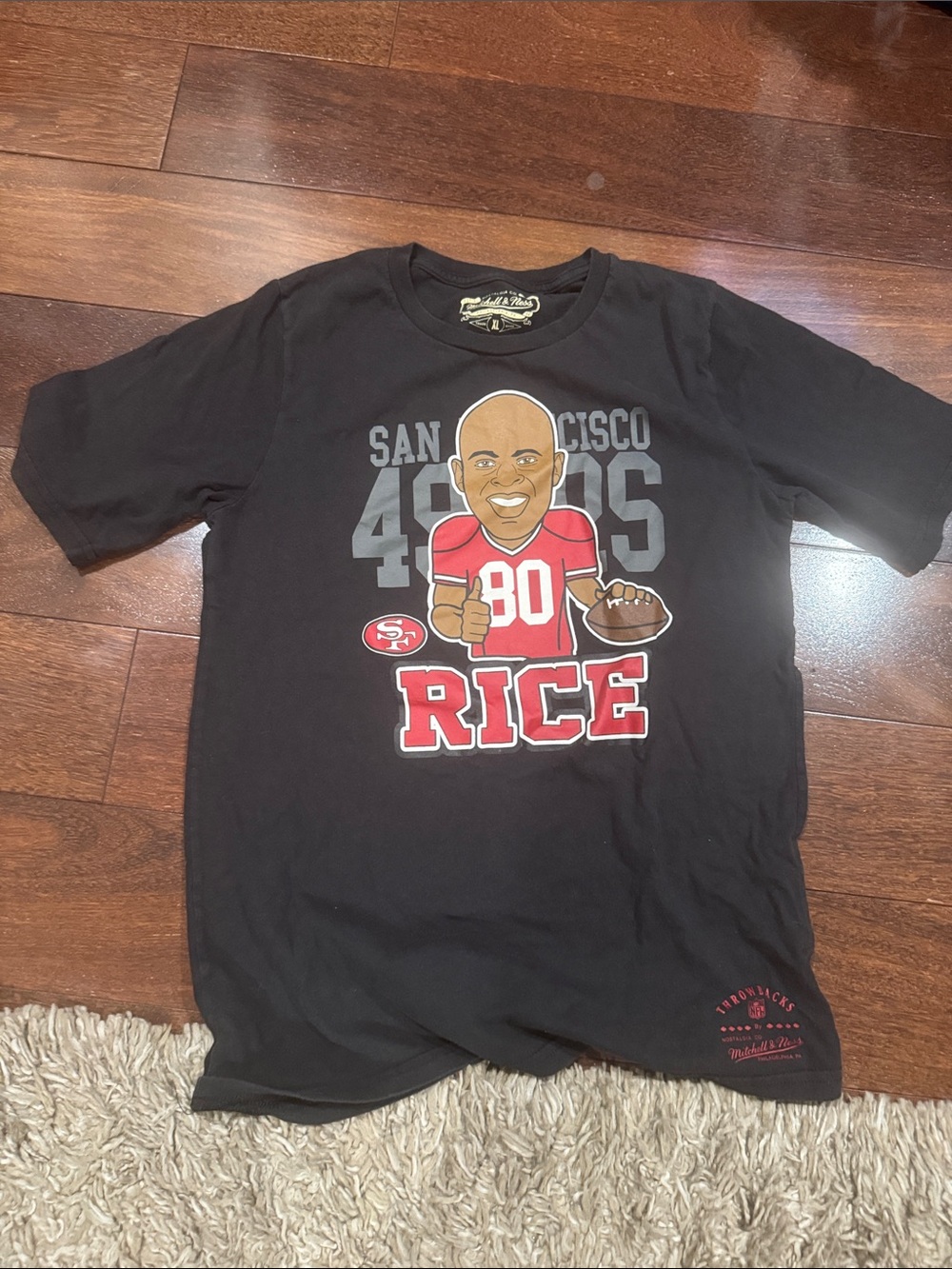 Mitchell & Ness Black San Francisco 49ers Rice Graphic Tee